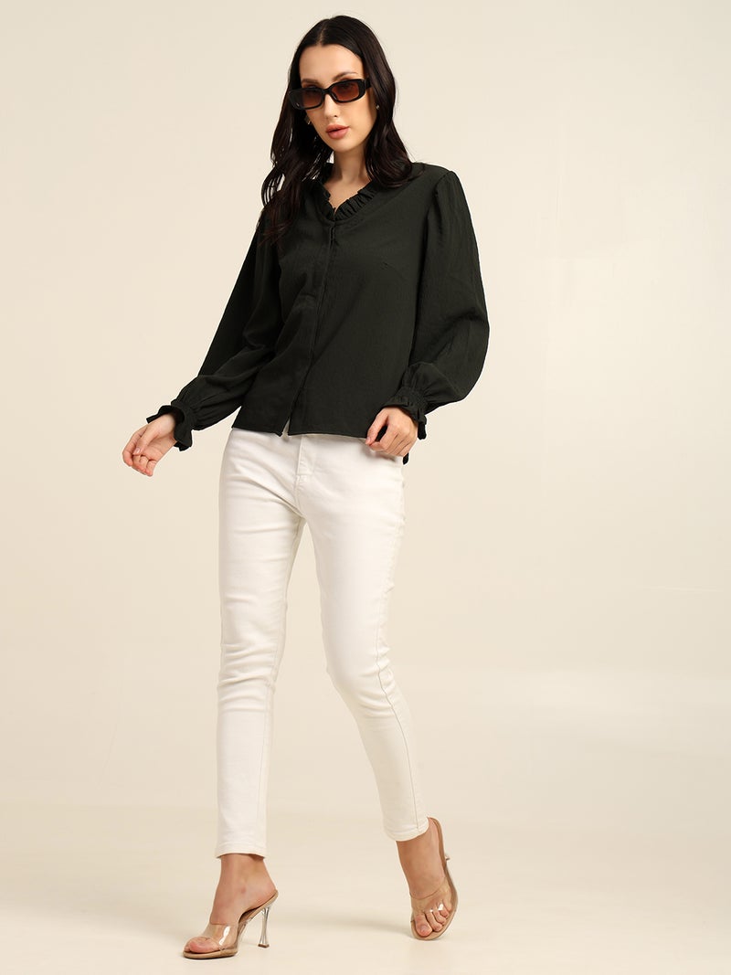 7OUNCE Women's Black Full Sleeve V-Neck Top for Women - Image 5
